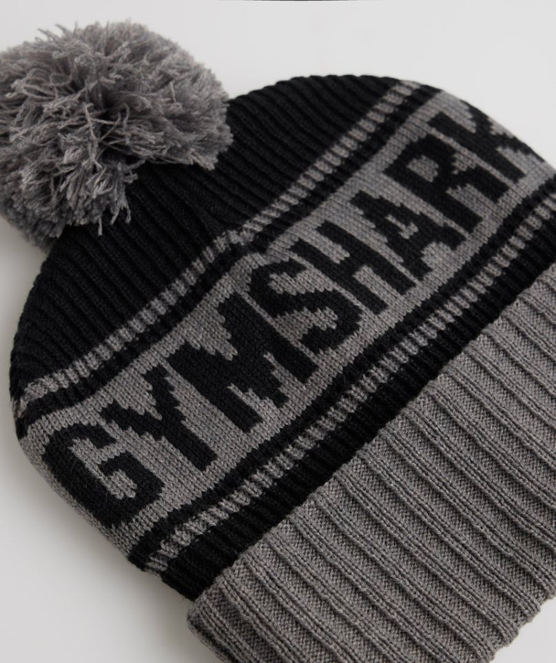 Gymshark Pom Beanie Black / Grey | NZ 2DGAVM